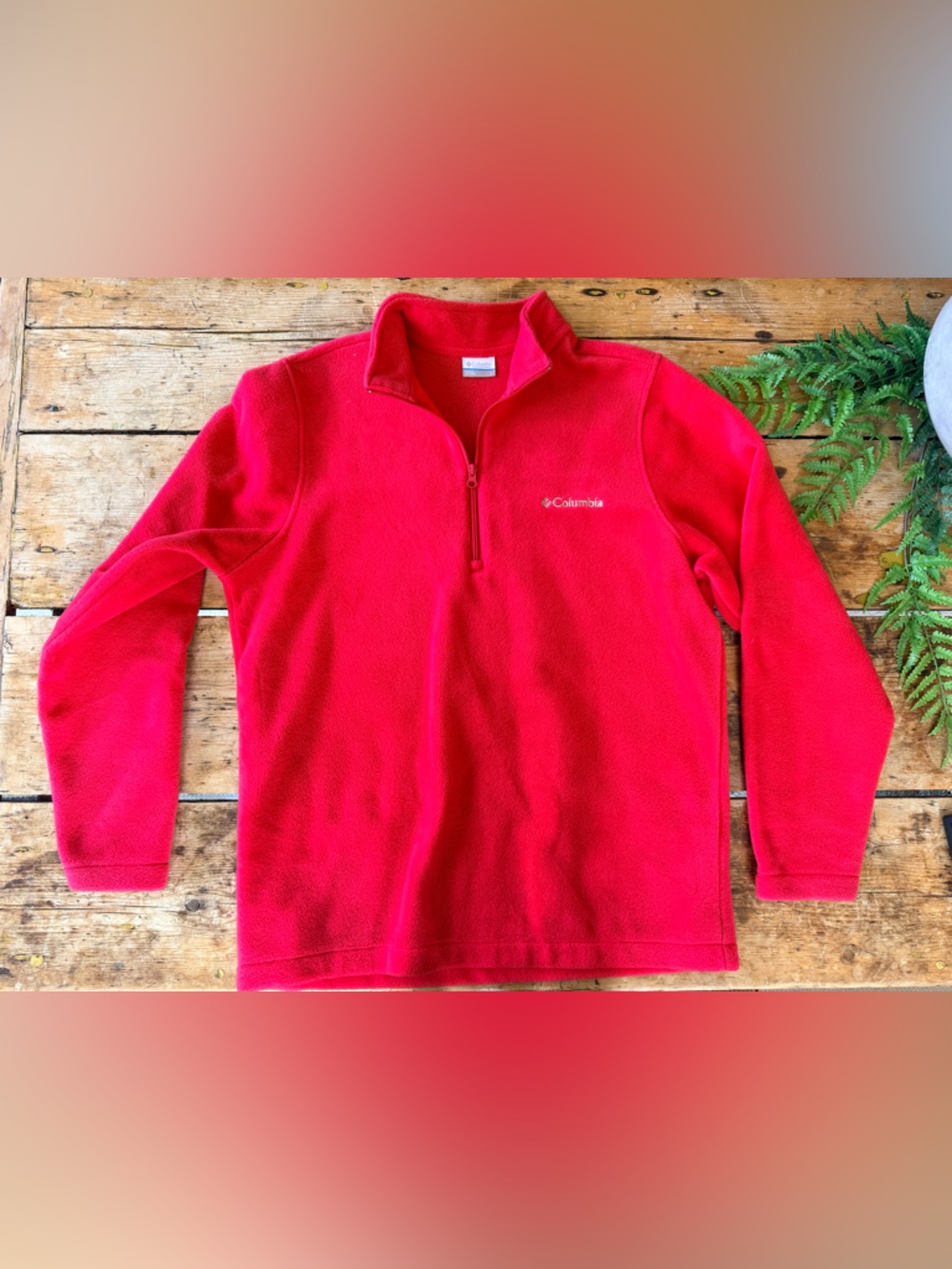 Columbia Bright Red Quarter -Zip Fleece Pullover NWOT